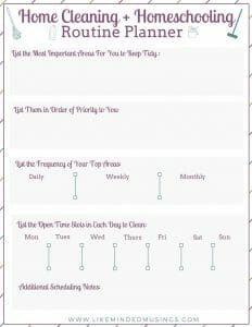 FREE Home Cleaning and Homeschooling Routine Planner