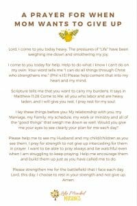 A Prayer for When Mom Wants to Give Up