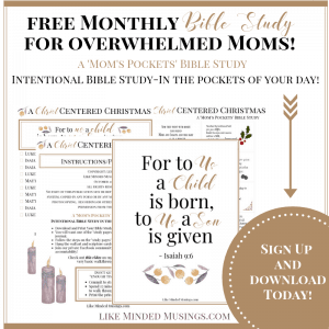 Christ Centered Christmas Mom's Pockets Intentional Bible Study on Like Minded Musings