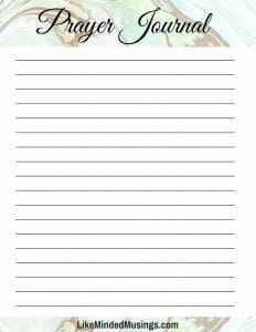 Prayer Journal Page Like Minded Musings