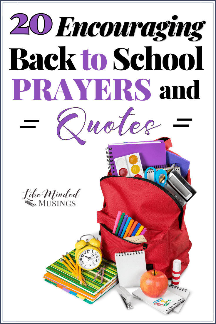 20 Encouraging Back to School Prayers and Quotes back pack with school supplies